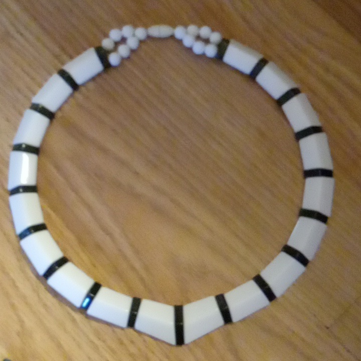 1960s Lucite Black And White 16 Barrel Clasp